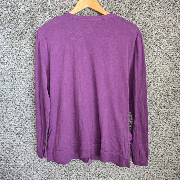 LOGO Lori Goldstein Cardigan Womens Medium Purple Button Up Ruffle Casual Ladies - Picture 7 of 7